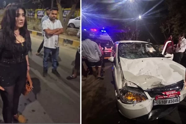 रशियन युवती ने आधी रात बीच सड़क किया हंगामा, नशे में धुत होकर चला रही थी कार, स्कूटी को मारी टक्कर… रायपुर का मामला