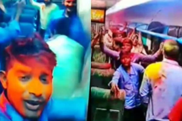 शताब्दी एक्सप्रेस के AC कोच में रेल कर्मियों का हुड़दंग, रंग-गुलाल उड़ाकर खेली होली, आठ कर्मचारी अरेस्ट-दो बर्खास्त