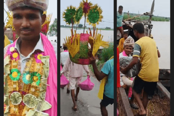 बाढ़ से हाहाकार के बीच, न बैंड न बाजा नाव पर निकली बारात, गंगा की लहरों ने मंगल गीत गाया तो इंद्र देव ने बरसाया फूल