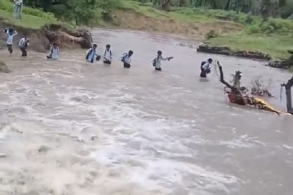 प्रतापगढ़: बारिश बनी आफत, जान जोखिम में डालकर उफनता नाला पार कर रहे बच्चे…खतरे में भविष्य और शिक्षा